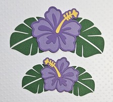 Hawaiian Hibuscus Flower Purple Set Of 2. Scrapbook, Card making Paper Piecing