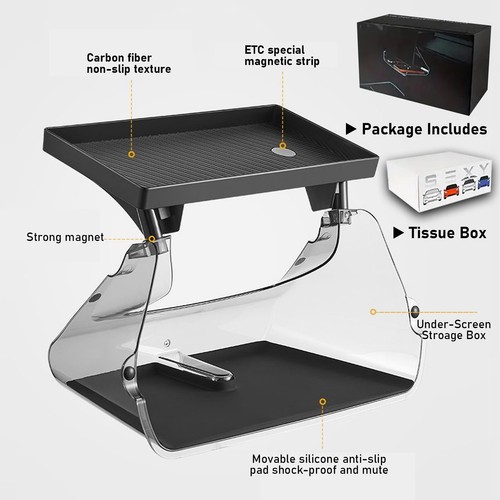 Center Screen Tray Storage Phone Sunglass Key Holder For Tesla Model 3/Y 2017-23 - Picture 2 of 24