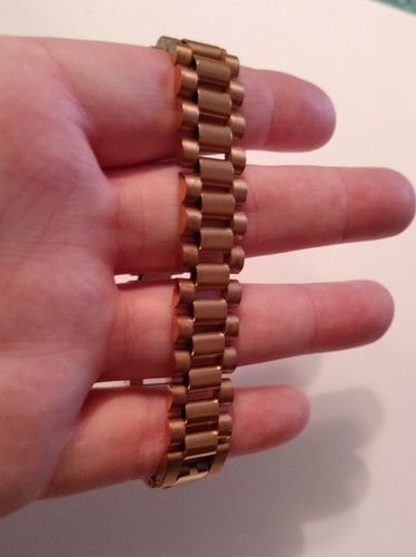 Men's Rose Gold Stainless Steel 16mm 8.5in Presidential Link Bracelet - Picture 3 of 9