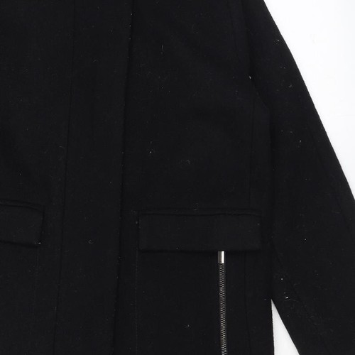 Mango Womens Black Overcoat Coat Size XS Zip - Picture 8 of 10