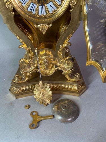 Kaminuhr Antik Französische Bronze Louis XVI Barbedienne Sonne Pendel Schlüssel - Bild 8 von 20
