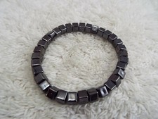 Gunmetal Square Bead Stretch Bracelet D3 