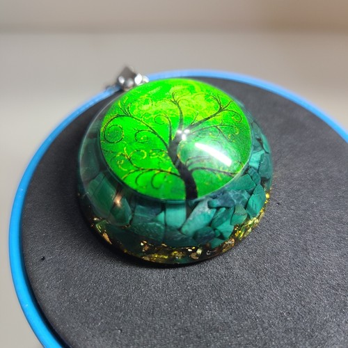 Tree Of Life Orgonite Pendant Chakra Energy Necklace Amulet with Malachite. - Picture 10 of 12