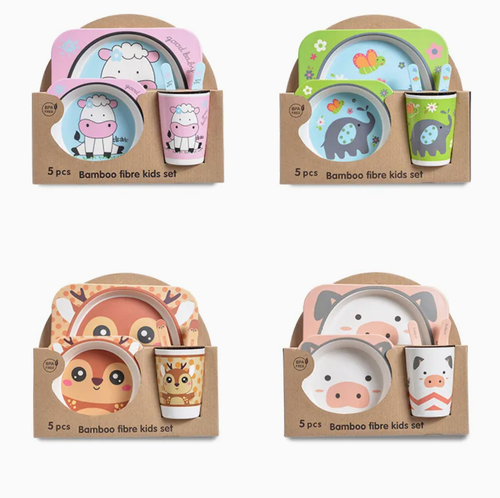 5 Tlg Kindergeschirr-Set Geschirr Set Becher, Schüssel, Teller, Löffel & Gabel - Bild 7 von 15