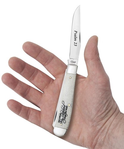 CASE XX 8795 PSALM 23 TRAPPER POCKET KNIFE SMOOTH NATURAL BONE STAINLESS 6254 SS - Picture 4 of 4