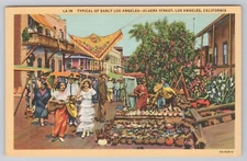 Early Los Angeles Olvera Street California Vendor Display Postcard