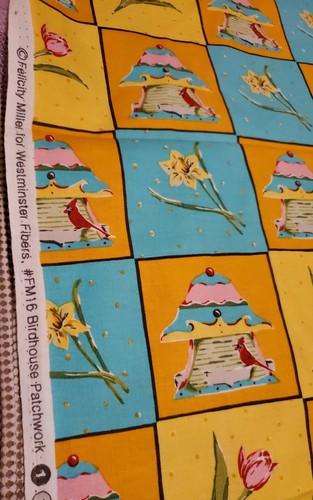 Sewing Fabric Westminster Felicity Miller Birdhouse Tulip Daffodil 28x45" Cotton - Picture 5 of 5