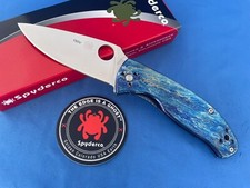 Spyderco C122TIBLD2P Tenacious Knife Disarray Blue Titanium Satin D2 Col. #155V