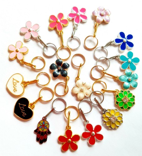 FLOWER POWER LOVE Zieher-Helfer für Reißverschluss, Anhänger aus Metall und Lack - Bild 2 von 21