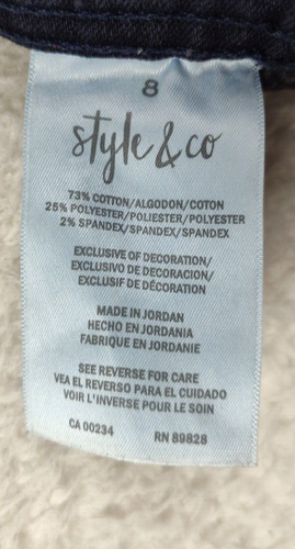 Style Co Women Jean 8 Blue Cotton Blend Slim Leg Straight Regular Fit Denim - Picture 19 of 20