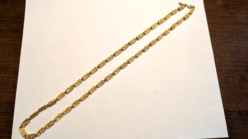 MONET Necklace Gold-Tone Metal Long Rectangular Box Links w/X*Dot Designs - Picture 10 of 16