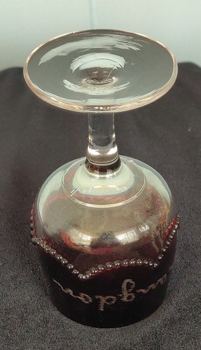 Heisey Ruby Red Stained Glass Souvenir Cordial Engraved Dorothy Langdon - Picture 3 of 3