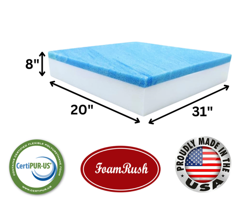 FoamRush 20" x 31" Cool Gel Memory Foam Seat Cushion Medium Firm USA - Picture 20 of 21