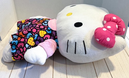 Sanrio Hello Kitty Jumbo 20” Pink White Polka Dot Bow Multi Color Dress Plush - Picture 6 of 7