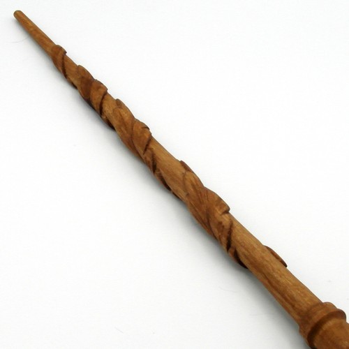 16" DeLacour Hand Carved Mahogany Wood Magic Wand Witch Wizard w/Free Velvet Bag - Picture 8 of 12