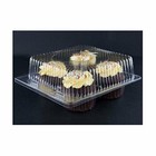 Detroit LBH6404 - 4 Compartment Clear Hinged Cupcake/Muffin Container, 250 Count