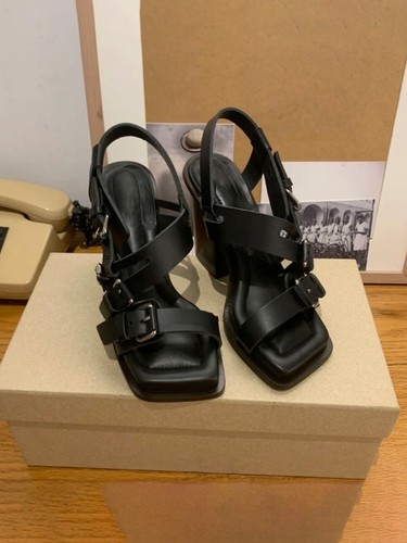 Roman Style Womens Buckle Open Toe Sandal Slingback High Block Heel Shoes Summer - Bild 2 von 14