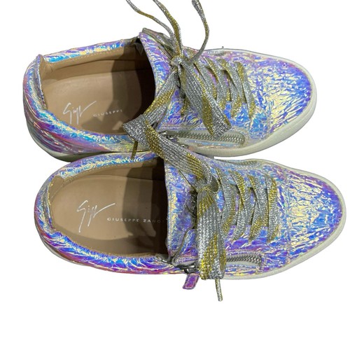 Giuseppe Zanotti Holographic Effect Platform Sneakers Perla White Size 38 US 7.5 - Picture 10 of 14