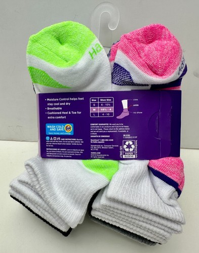 Hanes Value Pack Girls 12 Pair Ankle Socks Medium Size 10.5-4 Mulitcolor - Picture 3 of 3