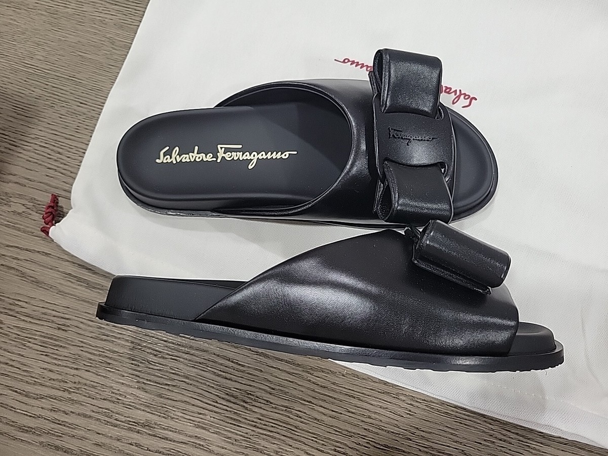 Salvatore Ferragamo Virgil Black Leather Sandal Shoe Women