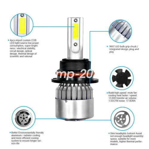 Kit de bombillas de faros LED de haz alto bajo blanco para Chrysler Town & Country 1996-2004 - Imagen 11 de 12