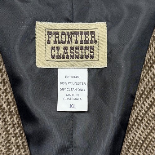 Frontier Classics Vest Mens XL Brown Herringbone 5 Button Western Cowboy Rodeo - Picture 5 of 9