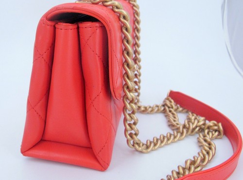 Original CHANEL TRENDY SPIRIT Small Ladies Orange Color Handbag "TC6002951" - Picture 6 of 16