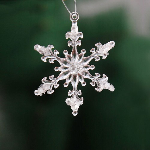 24pcs Acrylic Crystal Snowflake Christmas Tree Hanging Pendant Ornaments Decor - Bild 1 von 12