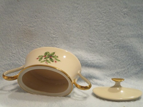 Lenox Holiday Dimension Sugar Bowl with Lid, Two Handles - Picture 3 of 4