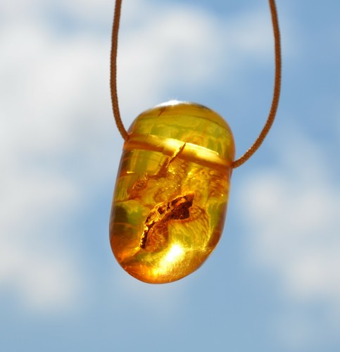 amber and japanesse silk cord choker necklace for women, raw Baltic amber - Picture 5 of 8