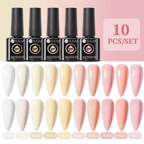 10Pcs/set Gel Nail Polish Set Semi Permanent UV Led Gel Off Nail Base Top Coat - Picture 8 of 17