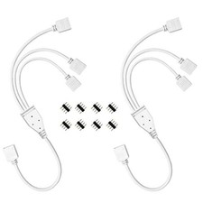 2Pcs 4 Pin LED Strip Splitter Connectors 2 Way Splitter Cables Male Plugs