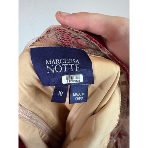 Marchesa Notte Mena Dress red beige size 10 - Picture 4 of 5