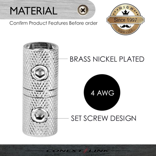 2 Count 4 Gauge Brass Nickel Coupler Connector with Temperature Resistance - Picture 4 of 7