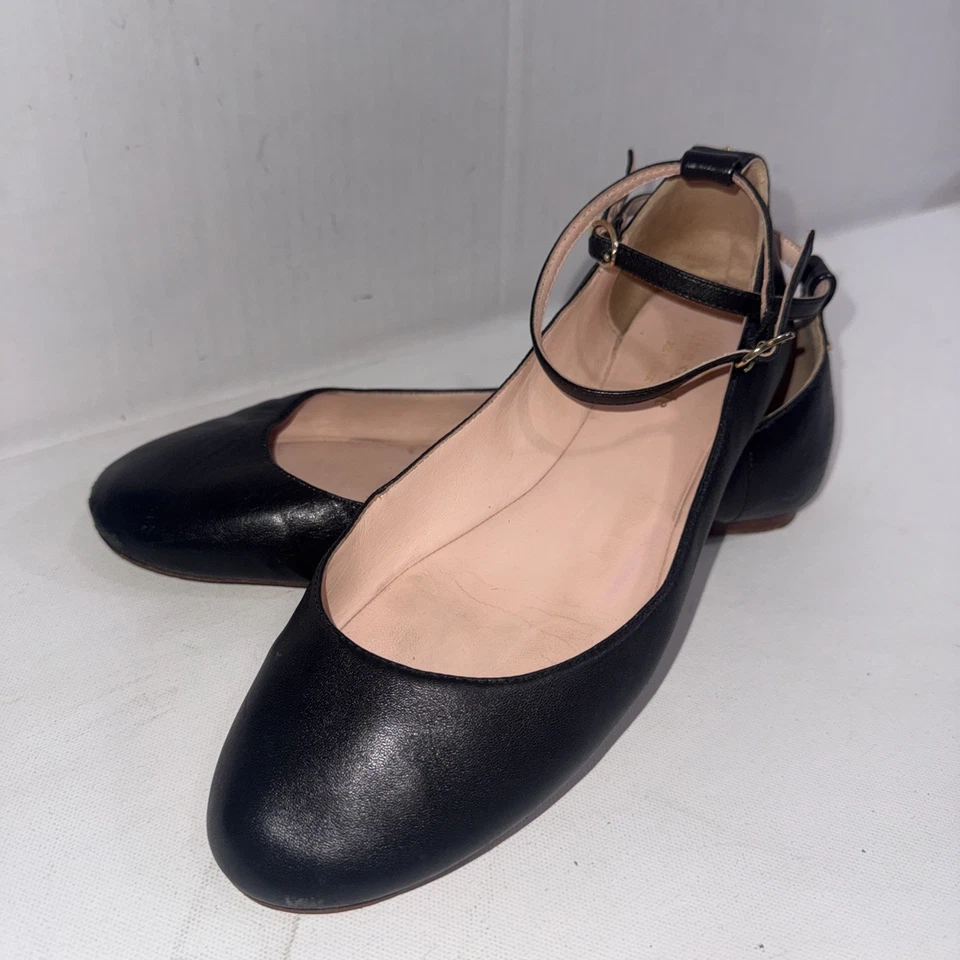 Kate Spade черный лодыжки ремень минималистский старые деньги балетки туфли размер 9,5 - Изображение 2 из 4