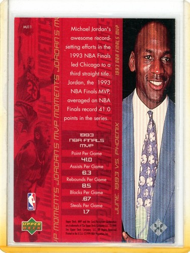 1999-00 Upper Deck MVP Jordan's MVP Moments Michael AIR Jordan #MJ11 HOF GOAT - Bild 2 von 3