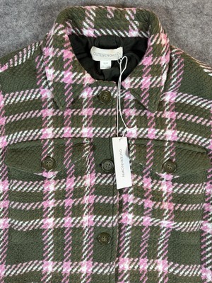 NEW Outerknown Cloud Weave Blanket Shirt Womens XS Pink Green Plaid Shacket