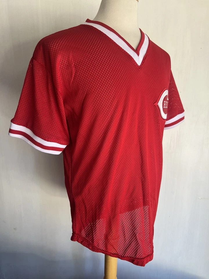 Camiseta deportiva de béisbol de malla Rawlings MLB oficial vintage de los 80 de los Cincinnati Reds talla grande Foto 3 de 4