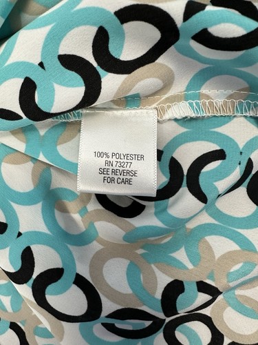 Y2K Dana Buchman Damen Bluse Tanktop Kreismuster weiß schwarz grau blau M - Bild 8 von 13