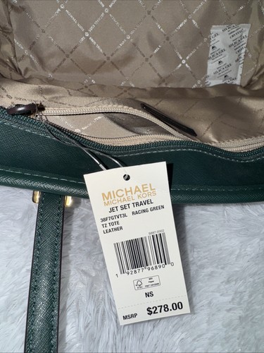 MICHAEL KORS LARGE JET SET TOTE BAG RACING GREEN NWT MK Gold Hardware - Picture 6 of 7