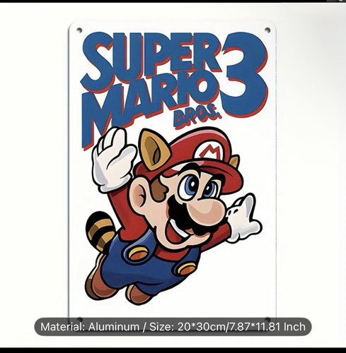 Super Mario Bros 3 Tin Sign 12”x8” – Vintage - Picture 3 of 5