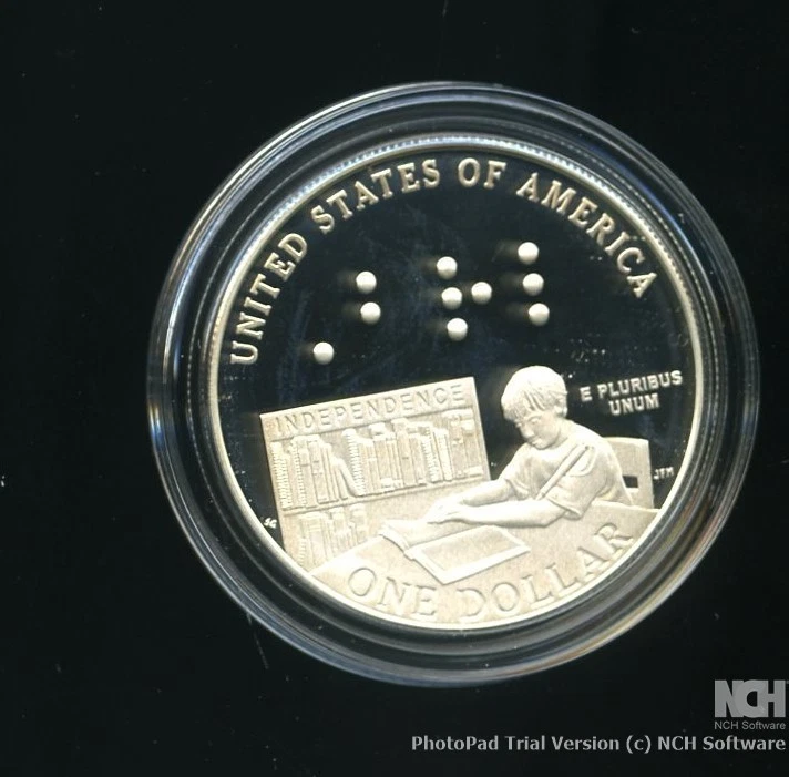 2009 Louis Braille PROOF Bicentennial Silver Dollar P - Image 3 of 3