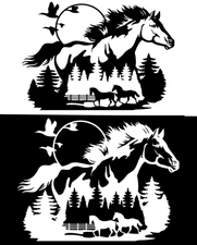 Horse Farm 10" White or Black Vinyl Decal Car Window Campe Truck Trailer
