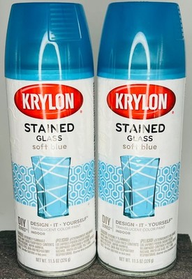 (2) Krylon Stained Glass Soft Blue 9029 Spray Paint 11.5 oz Aerosol Can New Read