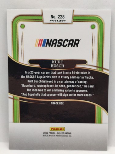 2025 Select Racing Trackside Silver NASCAR Logo Prizm Kurt Busch SP #228 - Picture 2 of 2