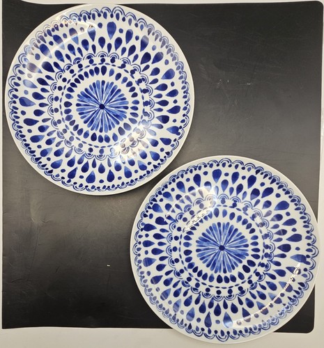 Set of 4 ANTHROPOLOGIE Red & White Mandala 8" Retro Style Plates NEW - Picture 4 of 8