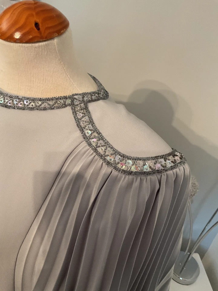 Vintage Frank Usher Size 18 Silver Grey Sequin Embellished Shift Dress - Image 2 of 4