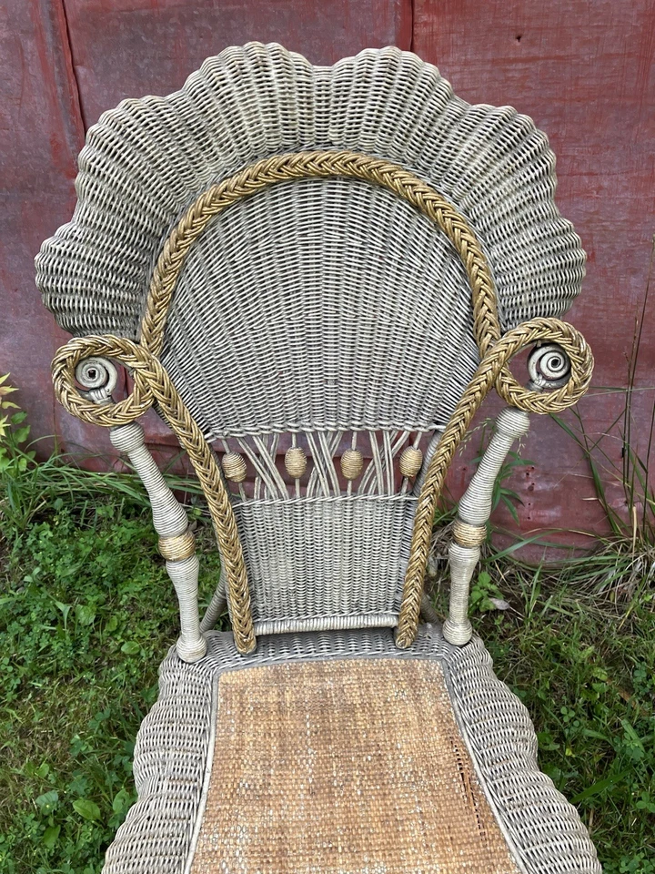 RARO MIMBRE HEYWOOD WAKEFIELD BROTHERS TODO ORIGINAL DORADO Y CREMA ratán Foto 3 de 4