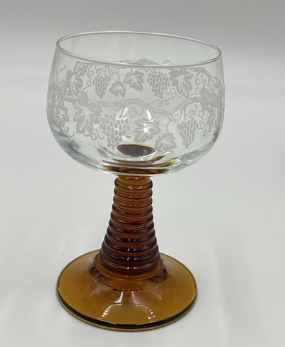 Vintage Frankreich Luminarc Weingläser Bernstein Bienenstock Stiel Weinrebe - 4er Set - 4,5" - Bild 4 von 6