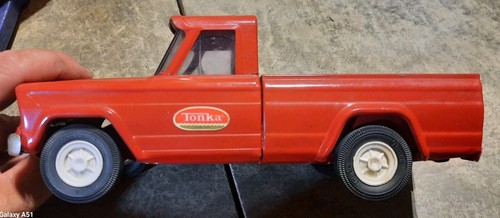Vtg 1960s TONKA JEEP G444 Pick Up Truck RED 9" Pressed Steel Toy Red Metal - Picture 8 of 9